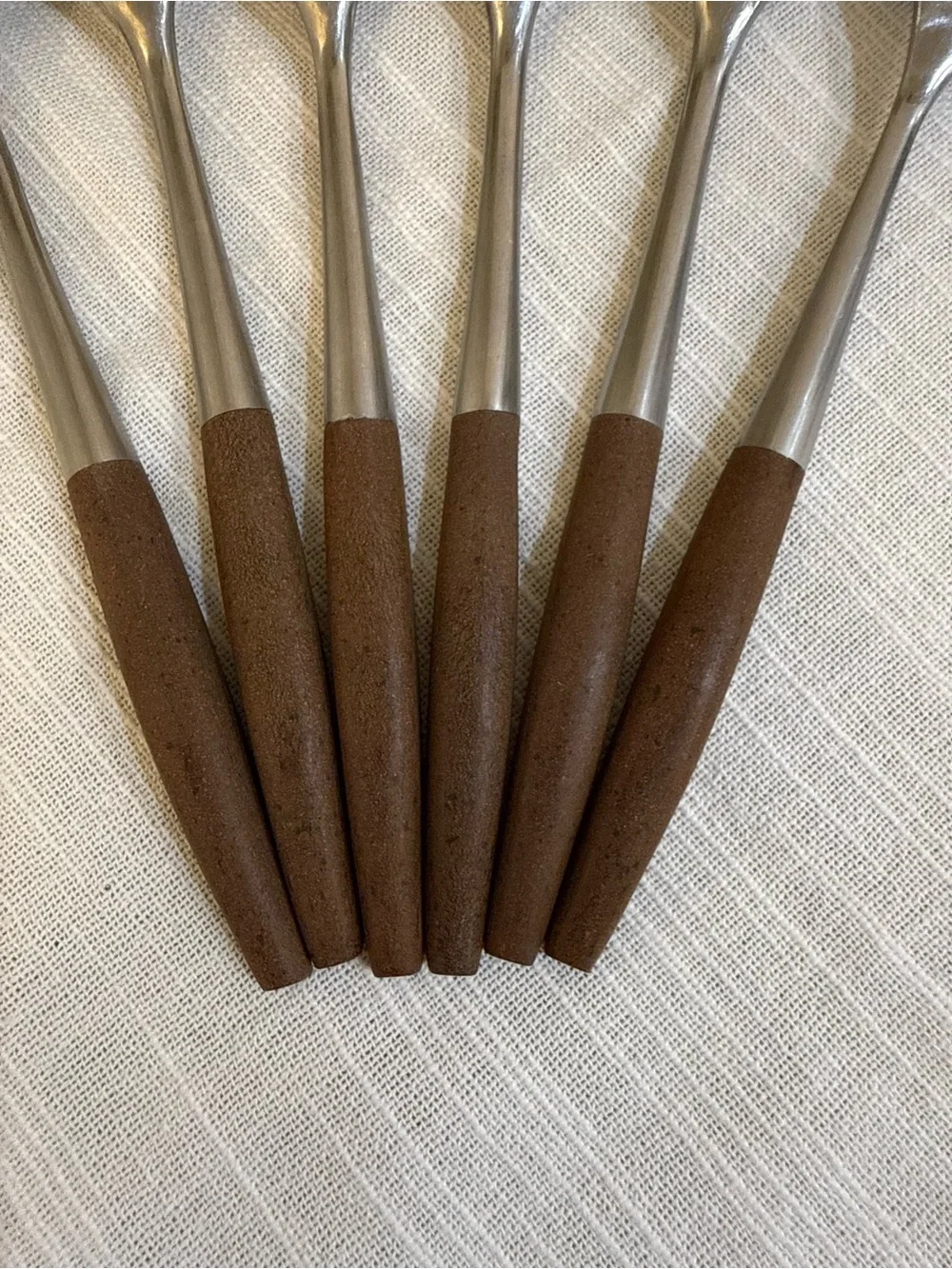 Interpur Japan MCM INR2 Salad Forks Hearts Scrolls Wood Handles Set of 6